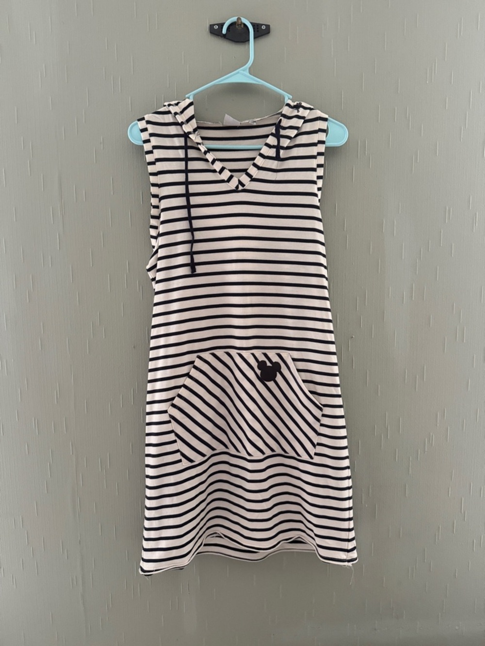 Junk Food Clothing Navy & White Striped Sleeveless Hoodie Dress